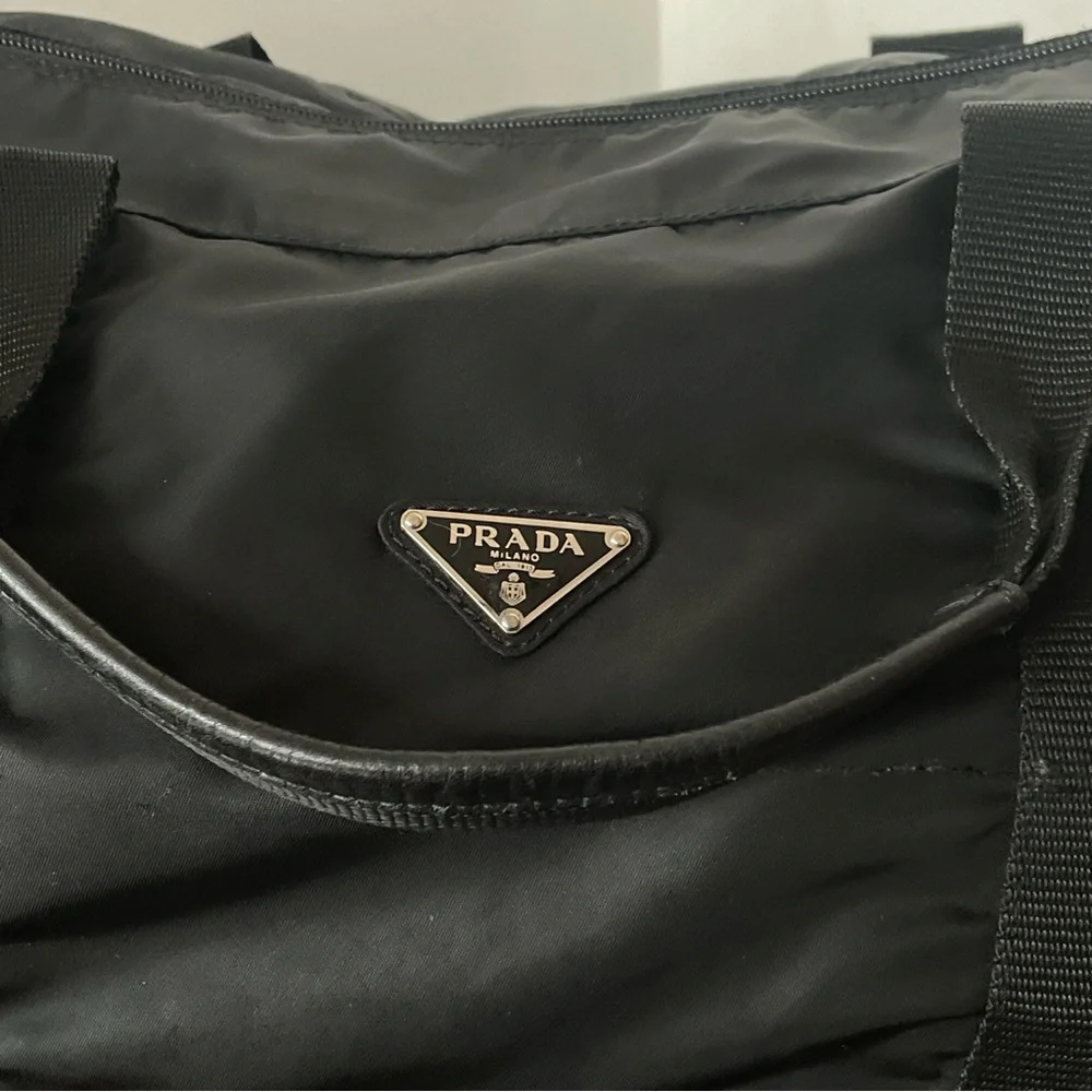 Prada Vintage Nylon Black Duffel Travel Bag Carry On Authentic Vintage - Picture 11 of 15